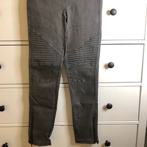 Gray Moto Skinny Jeans